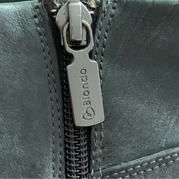 Blondo Women’s Leather Ankle Boots Size 8 Dark Grey Block Heel Almond Toe - Picture 10 of 14